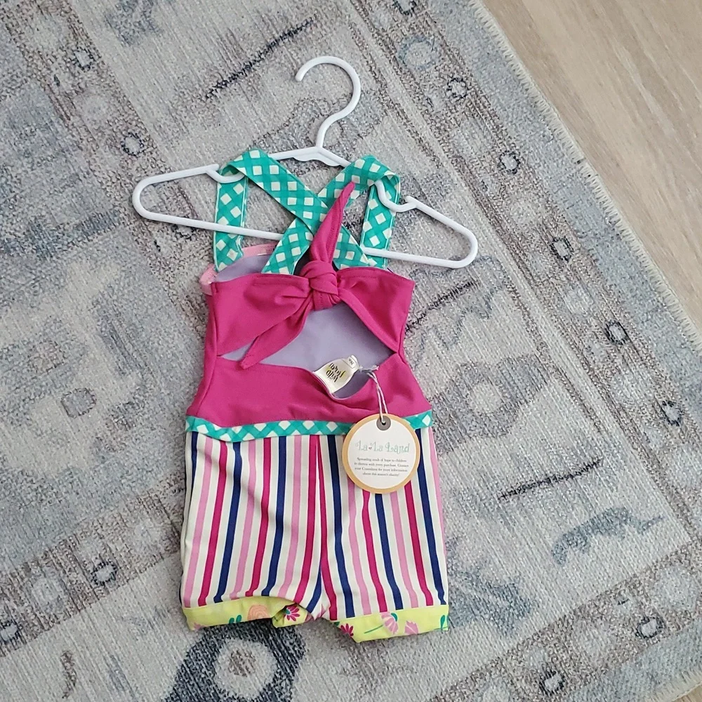 NWT Wildflowers Clothing La La Land Kiddy Pool Pink One Piece Swimsuit Sz12m